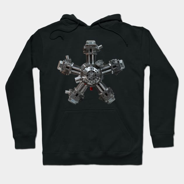 Radial Engine Print Hoodie by Auto-Prints